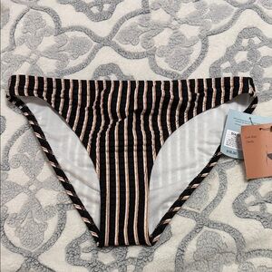 Shade & Shore Black and Pink Striped Bikini Bottom